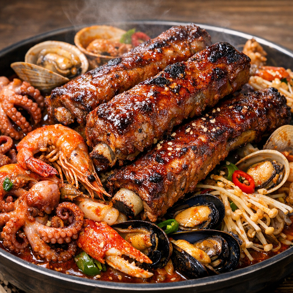 Ultimate Visual Feast: 'Udae Haesin Dae Pan Jeong Siheung Geobukseom Branch' King Ribs & Seafood Stew on SBS Live Today!